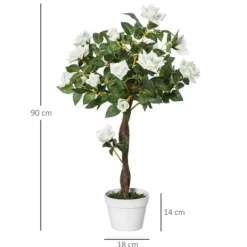 Kunstig rosenbusk 90 cm med potte, til hjem, kontor & have Blomster
