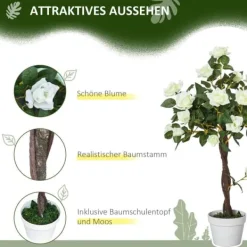 Kunstig rosenbusk 90 cm med potte, til hjem, kontor & have Blomster