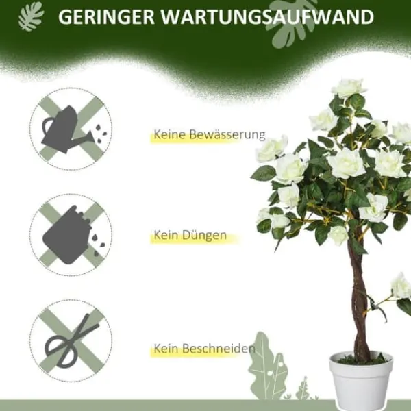 Kunstig rosenbusk 90 cm med potte, til hjem, kontor & have Blomster
