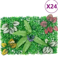 Clearance Kunstige hække - 24 stk. 40x60 cm | Farve: Grøn Havedekorationer