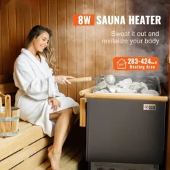 Sauna^8KW Elektrisk Saunaovne, Indbygget Styring, Ideel til 8-12 m³ Hjemmespa, Energibesparende, Hurtig Opvarmning