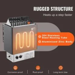 Sauna^8KW Elektrisk Saunaovne, Indbygget Styring, Ideel til 8-12 m³ Hjemmespa, Energibesparende, Hurtig Opvarmning