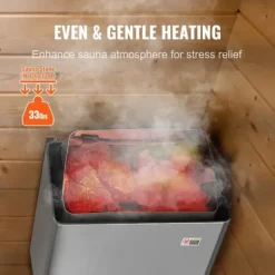 Sauna^8KW Elektrisk Saunavarmer, Indbygget Kontrol, Rustfrit Stål, til 8-12 m³ HomeSpa, Effektiv Opvarmning, Energibesparende