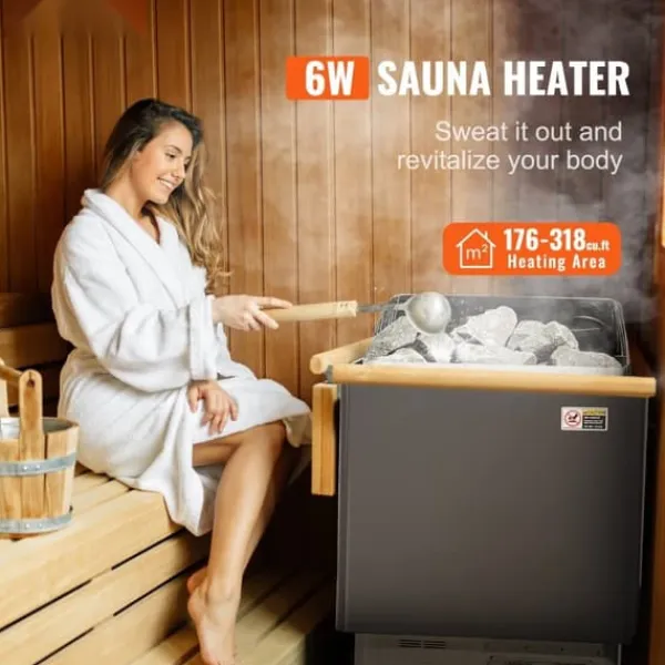 Sauna^6KW Elektrisk Saunavarmer, Digital Controller, Ideel til 5-9 m³ Home Spa, effektiv opvarmning, energieffektivisering