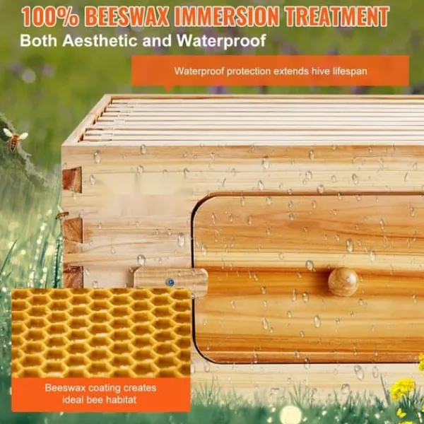 Til Fugle & Småvildt^Langstroth Medium Biavl Kittet, 10 Rammer, Akryl Biavlsvinduer, Holdbar Konstruktion, Let at Montere