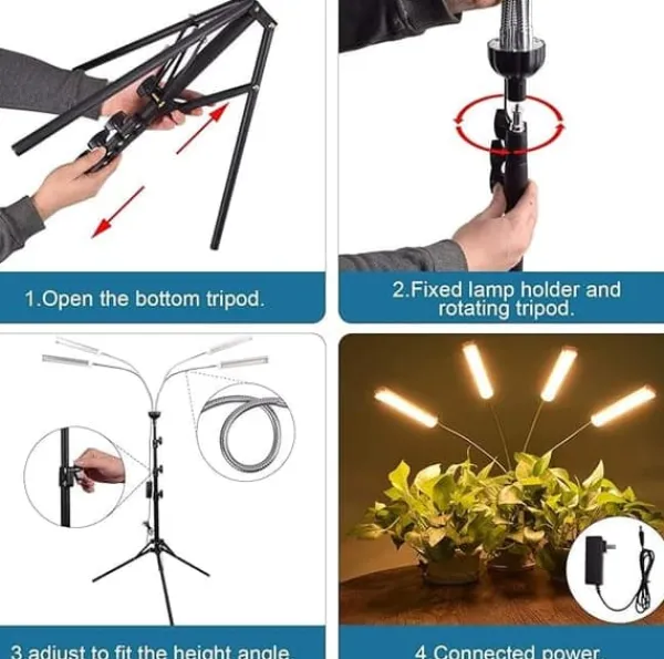 Kit Til Plante- & Urtedyrkning^LED indendørs vækstlys – 420 fuldspektrede LED'er med justerbart stativ 40-160 cm, gulvlampe til dyrkningsplanter