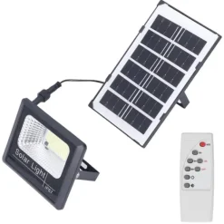 New 100LED Outdoor Solar Flood Light IP67 Vattentät Solar Vägglampa Fjärrkontroll Gatulampa för trädgård 40W Flag & Vindposer