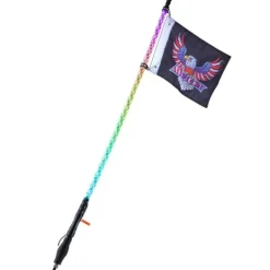 Online LED Piskelygte med Spiral Antenne 1 stk 3FT RGB, Fjernbetjening via App. Flag & Vindposer