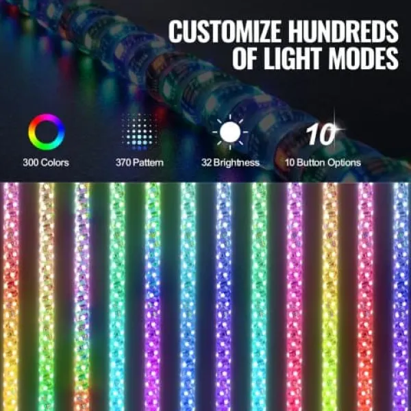 Flag & Vindposer^LED Piskelys, 153x3,1 cm, RGB, Vandtæt, Spiral, Offroad-belysning