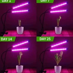 Krukkeplanter Indendørs^LED -plantebelysning - Dobbelt fuld spektrumplantelampe med klemme