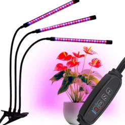 Kit Til Plante- & Urtedyrkning^LED plantevækstlampe 60 dioder TIMER 24 W hjemmeplantedyrkning med netadapter