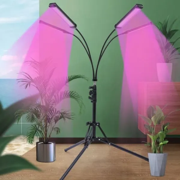 Best LED Plantevækstlys - Vækstlampe til Indendørs Planter - Fuldspektrum - 4 Hoveder med Klemstativ - 420 LED - 30 W - 10 Lysniveauer & 3 Timer - EU-stik | CDON Krukkeplanter Indendørs