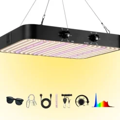LED Vækstlampe, Dobbelt Tilstand, Fuldspektret Belysning,EU, 2000W Sort Kit Til Plante- & Urtedyrkning