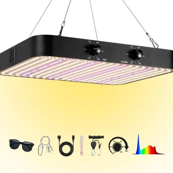 LED Vækstlampe, Dobbelt Tilstand, Fuldspektret Belysning,EU, 2000W Sort Kit Til Plante- & Urtedyrkning