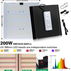 Discount LED Vækstlys, Dæmpbart, Fuldspektrum,UV Lyskontakt Kit Til Plante- & Urtedyrkning