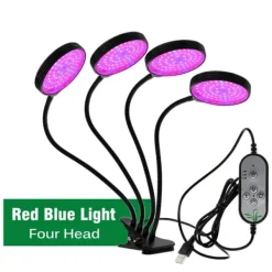 Kit Til Plante- & Urtedyrkning^LED Vækstlys, Fuld Spektrum Kontrol, Solagtig Phyto Lampe, TypeA 4 hoveder