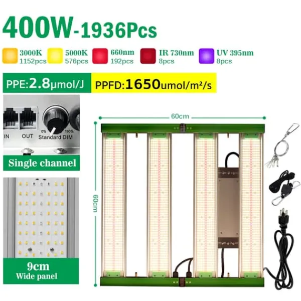Best LED Vækstlys, Fuldspektrum, Dæmpbar Design,Enkelt Kanal Kit Til Plante- & Urtedyrkning