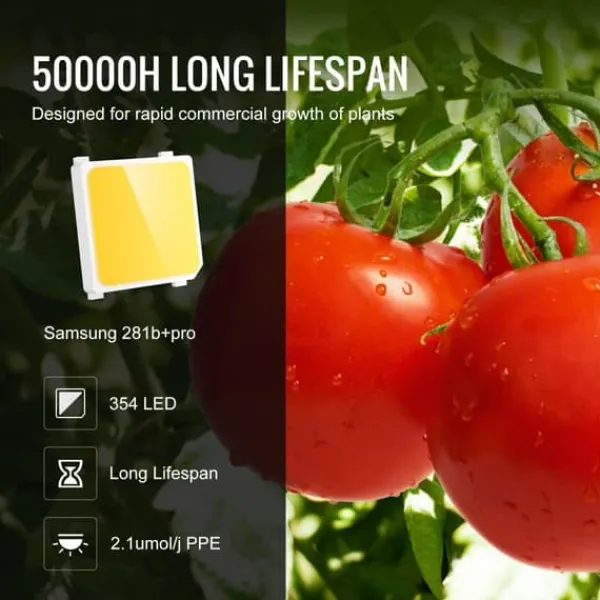 Best LED Vækstlys, 150W fuldspektrum dæmpbar, kraftfulde Samsung dioder til indendørs planter og drivhus. Daisy Chain driver til 3x3 ft telt. Kit Til Plante- & Urtedyrkning