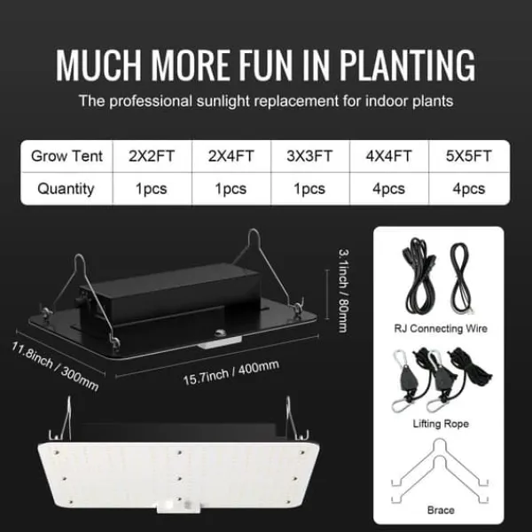 Best LED Vækstlys, 150W fuldspektrum dæmpbar, kraftfulde Samsung dioder til indendørs planter og drivhus. Daisy Chain driver til 3x3 ft telt. Kit Til Plante- & Urtedyrkning