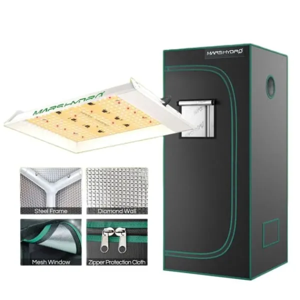 Online LED Vækstlys, 100W Fuldspektrum, Stille Drift,TS600 - 60x60 telt, TS 600 Kit Til Plante- & Urtedyrkning