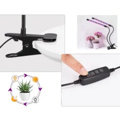 Online LED-lampe til dyrkning af planter, fuldspektret blomstervækst med klipsjustering Kit Til Plante- & Urtedyrkning