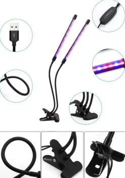 Online LED-lampe til dyrkning af planter, fuldspektret blomstervækst med klipsjustering Kit Til Plante- & Urtedyrkning
