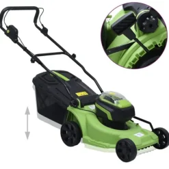 Sale Ledningsfri plæneklipper med 2 batterier 20V 2000mAh | Farve: Grå | Størrelse: 40L græsfanger Havemaskiner