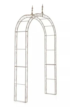 Buer, Spalier, Lysthuse Uden Tag^Lenz Antique Brown Metal Rose Arch - 264 cm High Climbing Trellis for Gardens