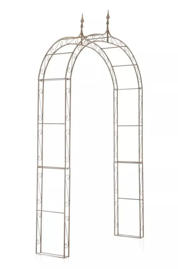 Buer, Spalier, Lysthuse Uden Tag^Lenz Antique Brown Metal Rose Arch - 264 cm High Climbing Trellis for Gardens