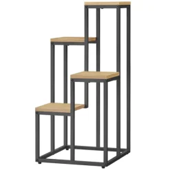 Discount Leobert Reol/Plantehylde 4 Hylder I Eg/Sorte Ben 78X9X41 Plantestativer