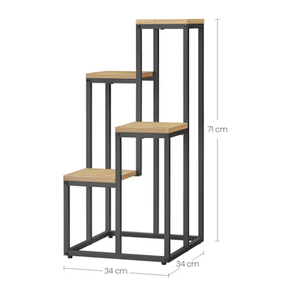 Discount Leobert Reol/Plantehylde 4 Hylder I Eg/Sorte Ben 78X9X41 Plantestativer