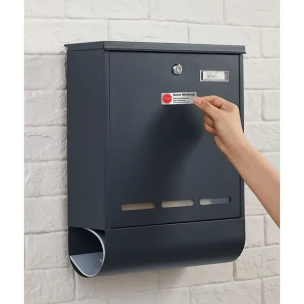 Postkasser & Brevindkast^Letterbox - Med avisbakke og navneskilt - Lås og nøgle - Anthracite