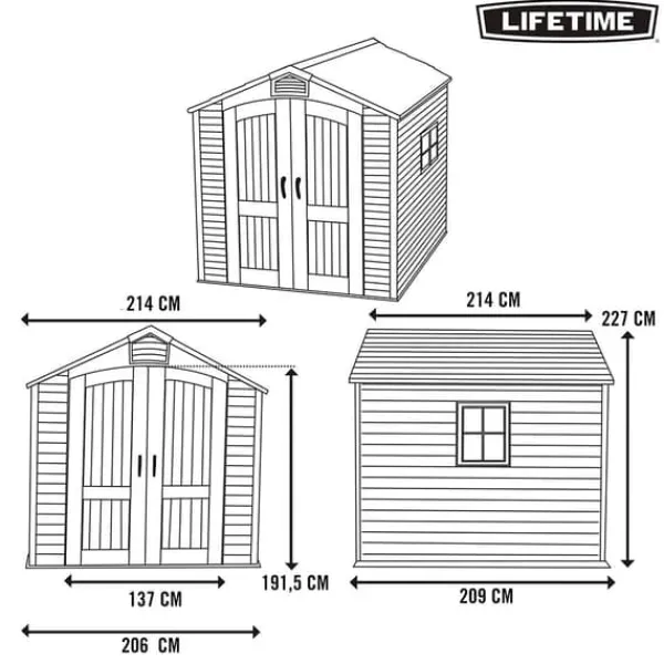 Skure, Garager & Carports^Lifetime Ultra-resistent Haveskur Med Vindue 214x213x227 Cm Uv100 Hvid