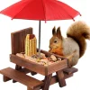 Til Fugle & Småvildt^Lollanda Bordsæt til egern – udendørs picnicbord med parasol til fodring af fugle og egern, dekorativ havestation