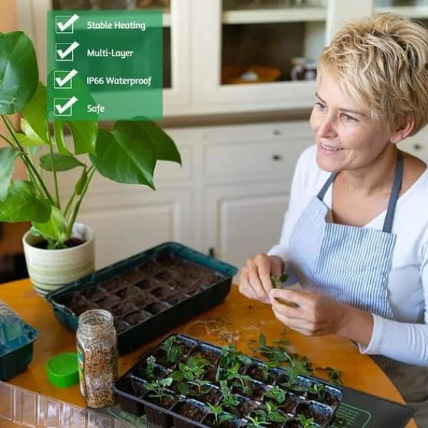 Sale Lollanda frøspiringsvarmemåtte, frøplantevarmemåtte 25x52cm, IP67 vandtæt, planteformering, til planter og hydroponics Frø