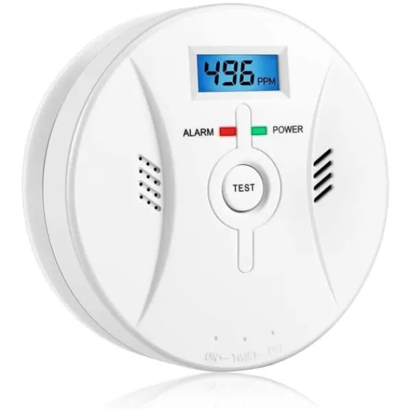 Røg- & Kulmonoxiddetektorer^Lollanda kuliltealarm med LCD-skærm – høj følsomhed, 85 dB høj advarsel, batteridrevet CO-gasdetektor