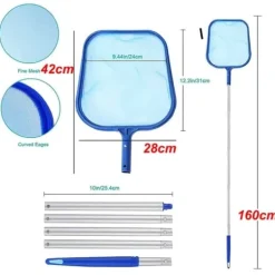 Pool- & Spatilbehør^Lollanda Poolskimmer med 5-delt justerbar teleskopisk aluminiumsstang – Finmasket poolnet, velegnet til pool og spa