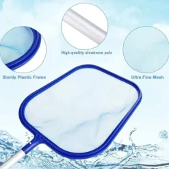 Pool- & Spatilbehør^Lollanda Poolskimmer med 5-delt justerbar teleskopisk aluminiumsstang – Finmasket poolnet, velegnet til pool og spa