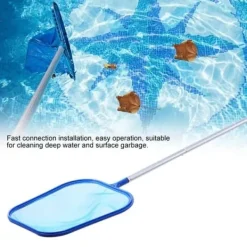 Pool- & Spatilbehør^Lollanda Poolskimmer med 5-delt justerbar teleskopisk aluminiumsstang – Finmasket poolnet, velegnet til pool og spa