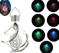 Vinddekoration^Lollanda Solar Powered Wind Chime Lampe, Wind Chime med RGB, Wind Chime med Solar PV LED, IP65, Wind Chime Haven Dekoration Udendørs Belysning