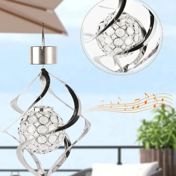 Vinddekoration^Lollanda Solar Powered Wind Chime Lampe, Wind Chime med RGB, Wind Chime med Solar PV LED, IP65, Wind Chime Haven Dekoration Udendørs Belysning