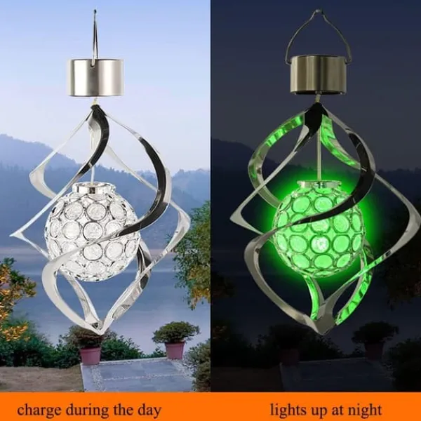 Vinddekoration^Lollanda Solar Powered Wind Chime Lampe, Wind Chime med RGB, Wind Chime med Solar PV LED, IP65, Wind Chime Haven Dekoration Udendørs Belysning