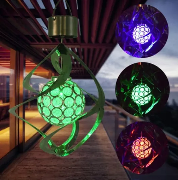 Vinddekoration^Lollanda Solar Powered Wind Chime Lampe, Wind Chime med RGB, Wind Chime med Solar PV LED, IP65, Wind Chime Haven Dekoration Udendørs Belysning
