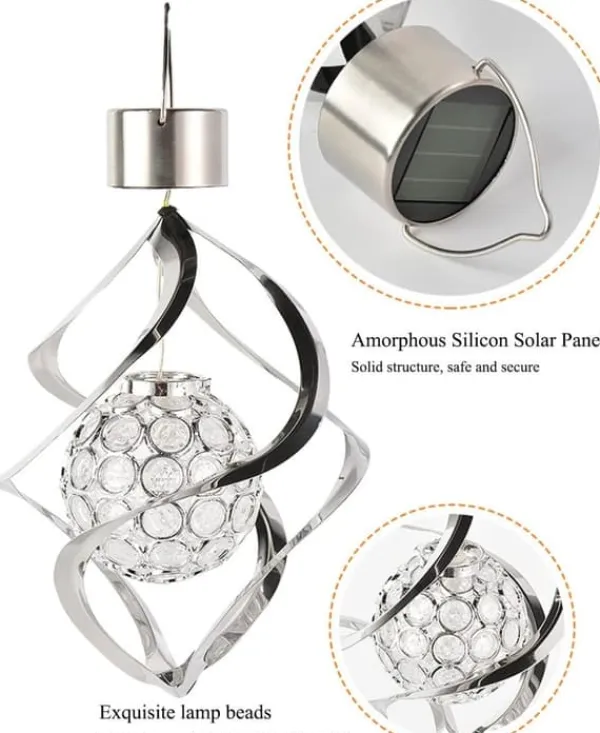 Vinddekoration^Lollanda Solar Powered Wind Chime Lampe, Wind Chime med RGB, Wind Chime med Solar PV LED, IP65, Wind Chime Haven Dekoration Udendørs Belysning
