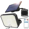 Lollanda solcelleforlygte, udendørs solcellelampe med bevægelsessensor – vandtæt, 190 LED, 3 tilstande, væglampe til have og indkørsel Sikkerhedslamper
