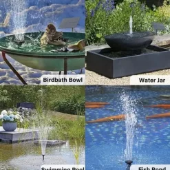 Springvand & Damme^Lollanda soldrevet springvandspumpe, hurtigt arbejdende, energieffektiv, nem at rengøre, til fuglebade, have og pool