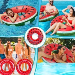 Pool- & Spatilbehør^Lollanda Svømmeringe til Voksne, Oppustelig Ring, Gummiring til Svømning, Svømmebalje til Pool