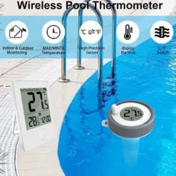 Pool- & Spatilbehør^Lollanda Trådløst Flydende Pooltermometer med LED-display, vandafvisende IPX8 - Til Pool & Spa