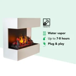 New Lucca el-vægkomfur - Hvid el-komfur - Opti-Myst Cassette 600 vanddampkomfur - fjernbetjening Pejse