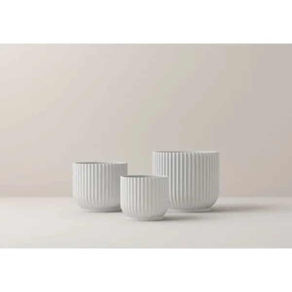 New Lyngby Flower Pot White, H 13cm - Lyngby Porcelæn Krukker & Plantebeholdere